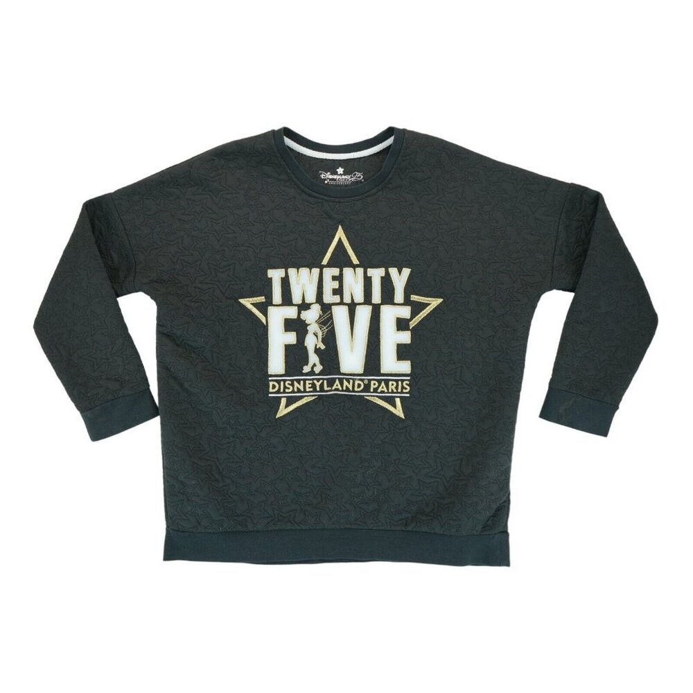 Disneyland Paris 25th Anniversary Jumper Sweatshirt Large Black Gold Embroidered